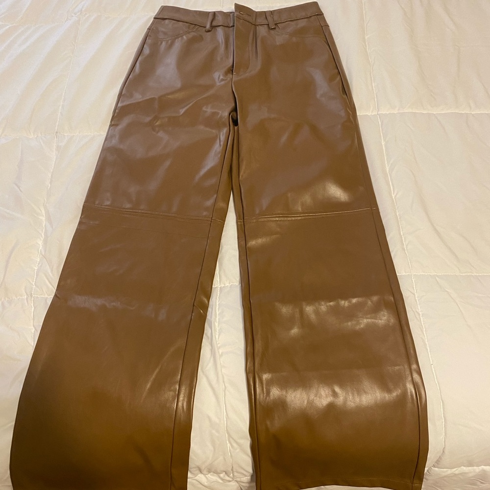 SHEIN Brown Leather Pants